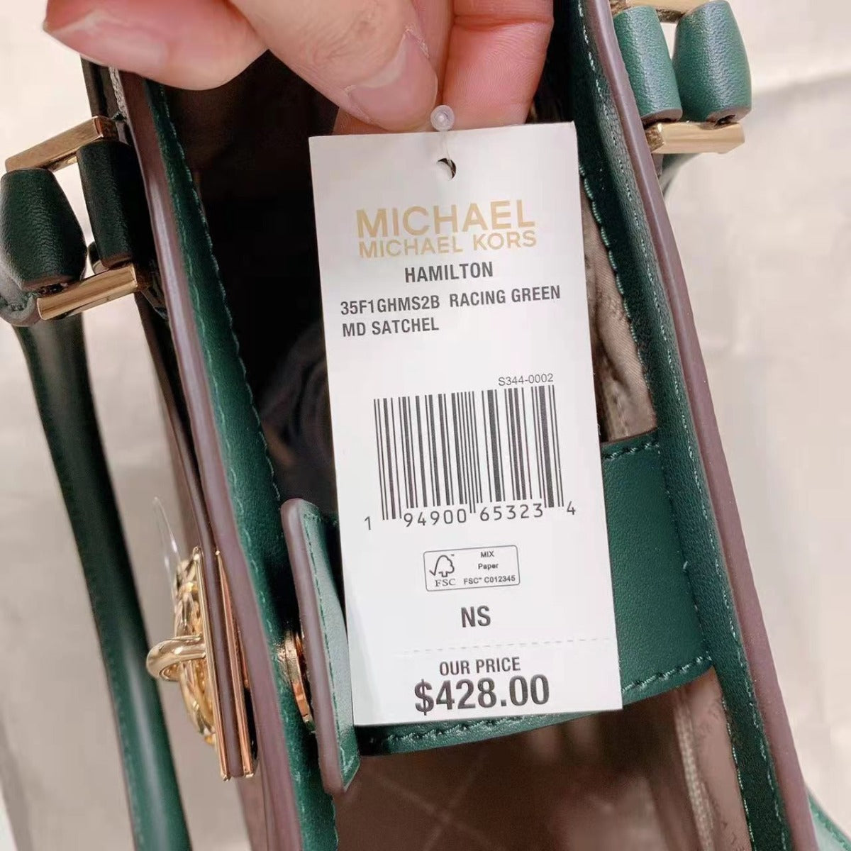Michael Kors 35F1GHMS2B Hamilton Medium Racing Green Satchel Crossbody Handbag Michael Kors 35F1GHMS2B Hamilton Medium Racing Green Satchel Crossbody Handbag